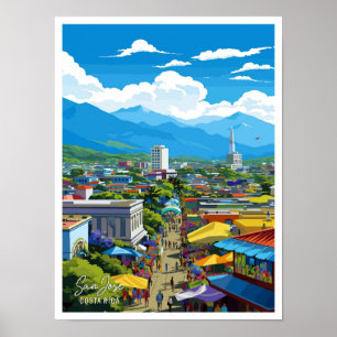 Illustration av San Jose Costa Rica Vintage resor Poster