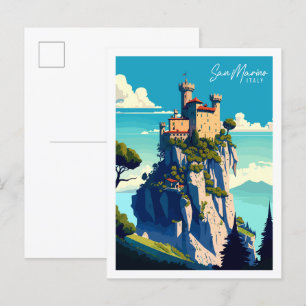 illustration av San Marino Italien vintage resor Vykort