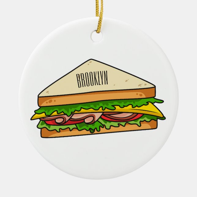 illustration av Sandwich-tecknad Julgransprydnad Keramik (Framsidan)