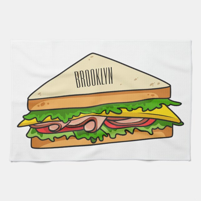 illustration av Sandwich-tecknad Kökshandduk (Horisontell)