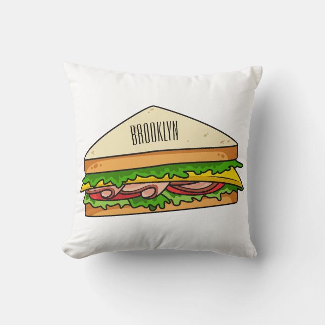 illustration av Sandwich-tecknad Kudde (Framsida)