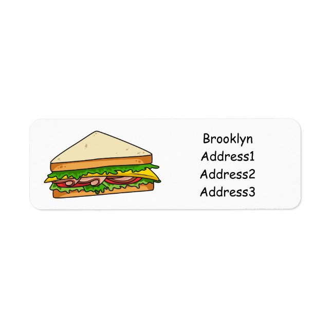 illustration av Sandwich-tecknad Returadress Etikett (Framsidan)