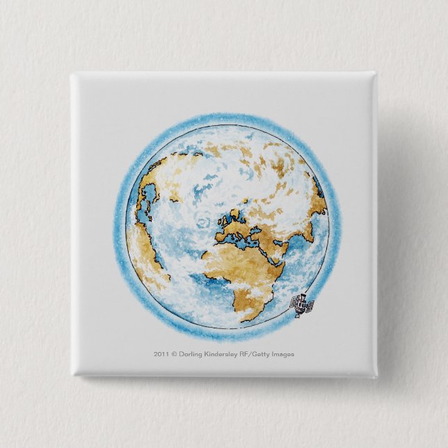 Illustration av satellit- orbiting jorden knapp (Framsida)