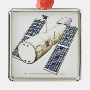 Illustration av satellit- som används för att julgransprydnad metall