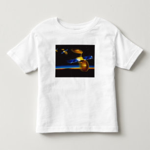 Illustration av satelliter över jord horisont tee shirt