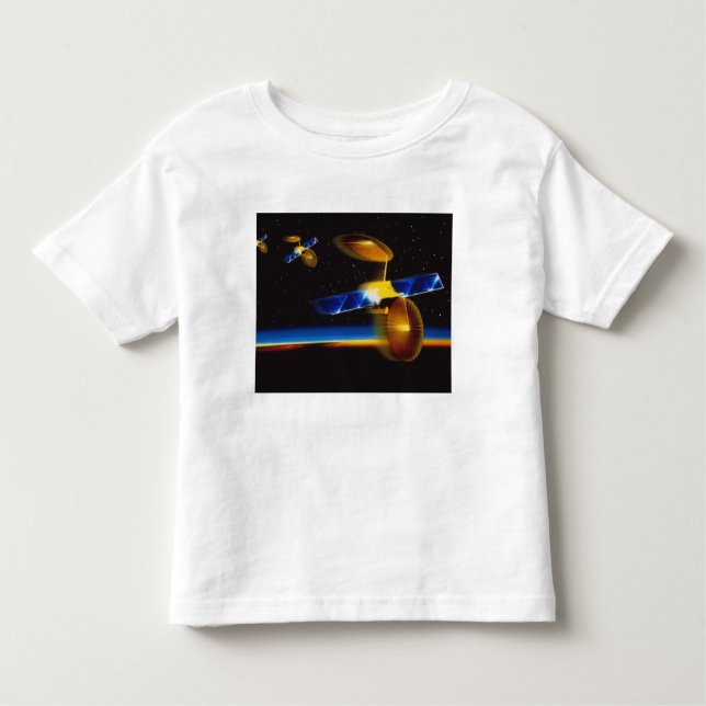 Illustration av satelliter över jordens horisont tee shirt (Framsida)