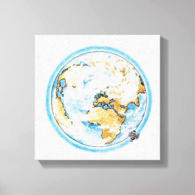 Illustration av satelliter som omger jorden canvastryck (Framsida)