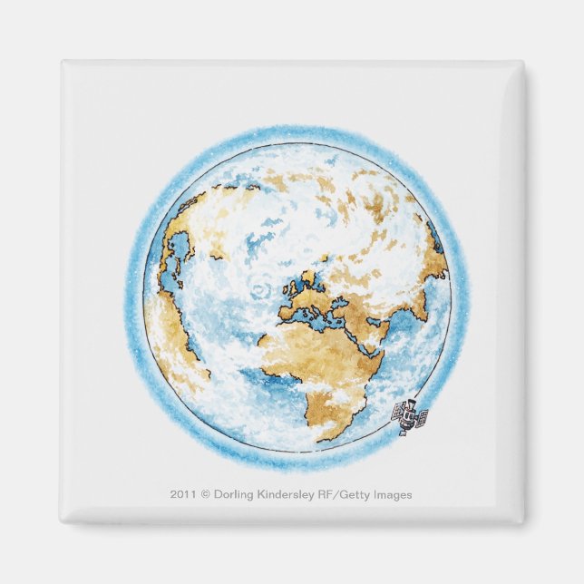 Illustration av satelliter som omger jorden magnet (Framsidan)