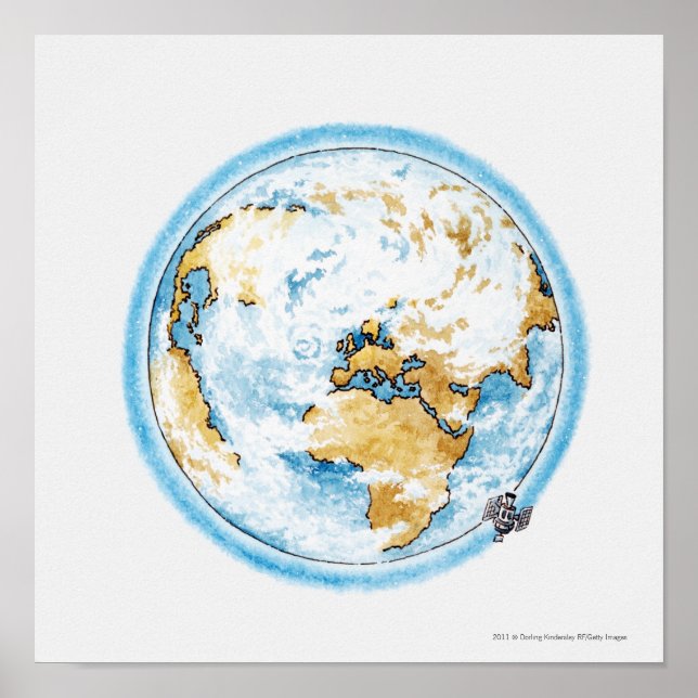 Illustration av satelliter som omger jorden poster (Framsidan)