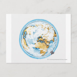 Illustration av satelliter som omger jorden vykort