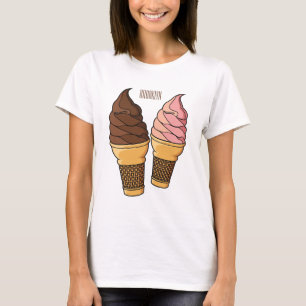 Illustration av seriefigur med glasskon t shirt