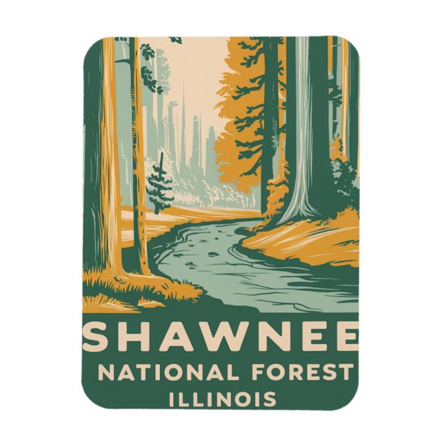 Illustration av Shawnee National Forest Retro Magnet (Vertikal)