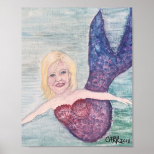 Illustration av sjöjungfruns målning poster