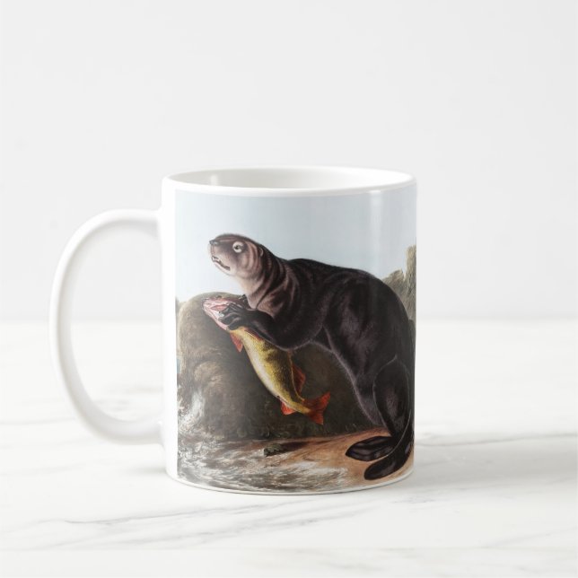 Illustration av sjöutter (Enhydra marina) Kaffemugg (Vänster)