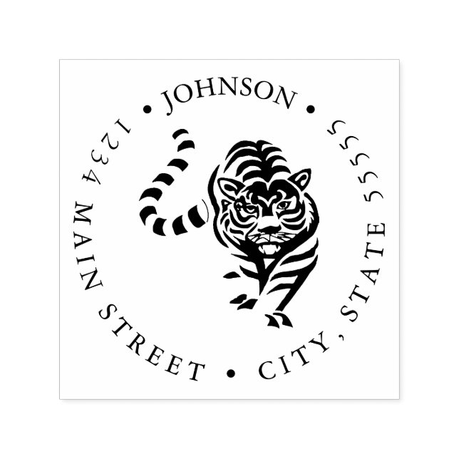 Illustration av skadlig tigeråterlämningsetikett självfärgande stämpel (Design)