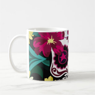 illustration av skallprydnadsblomma, skalle, kaffemugg