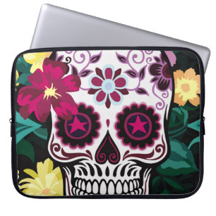 illustration av skallprydnadsblomma, skalle, laptop fodral