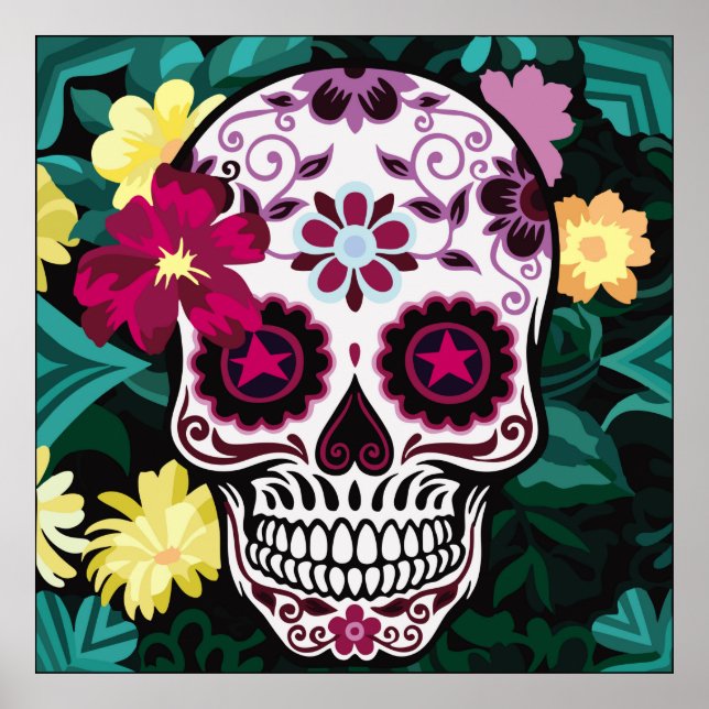 illustration av skallprydnadsblomma, skalle, poster (Framsidan)