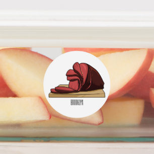 Illustration av skämtteckning med skinka klistermärke
