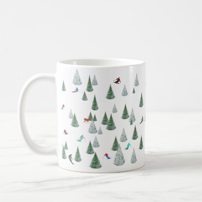 Illustration av skidåkare i utförsskidåkning  kaffemugg (Vänster)