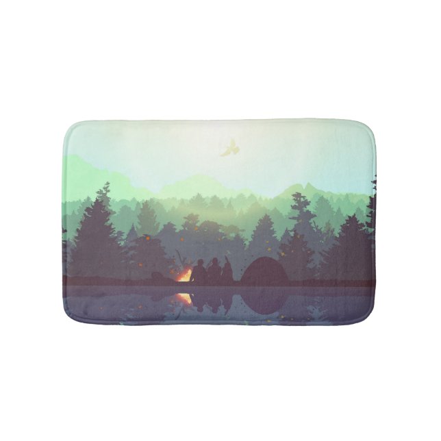 Illustration av skogsområden i Camping Äventyr Badrumsmatta (Framsidan)