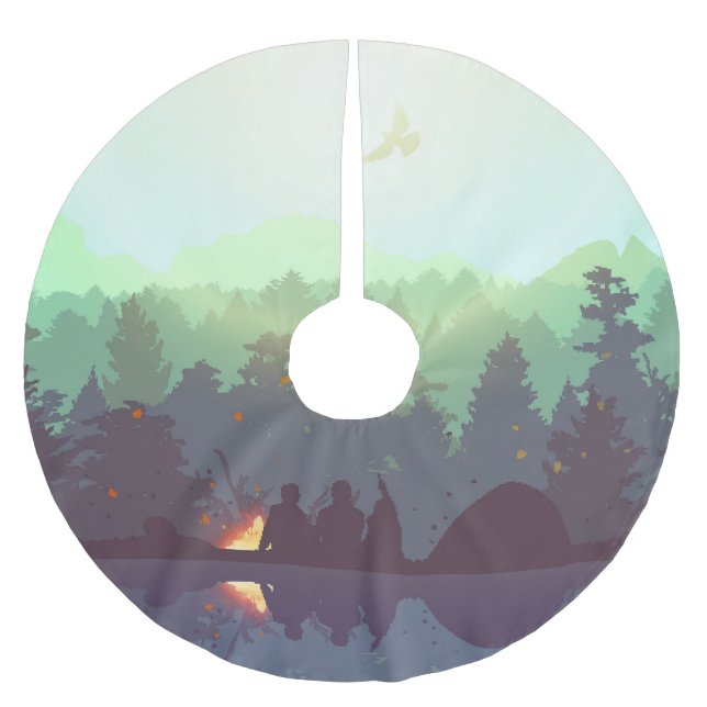Illustration av skogsområden i Camping Äventyr Julgransmatta Borstad Polyester (Framsidan)