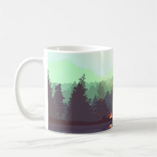 Illustration av skogsområden i Camping Äventyr Kaffemugg