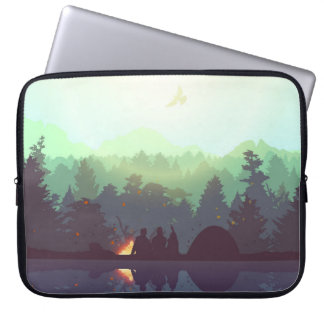 Illustration av skogsområden i Camping Äventyr Laptop Fodral