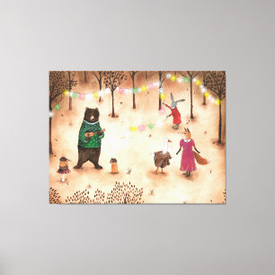Illustration av skogsträdsdjur Party Canvastryck