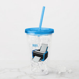 illustration av skrivarens tecknad take away mugg