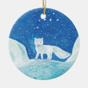 Illustration av småArktisk räv (Vulpes lagopus) Julgransprydnad Keramik