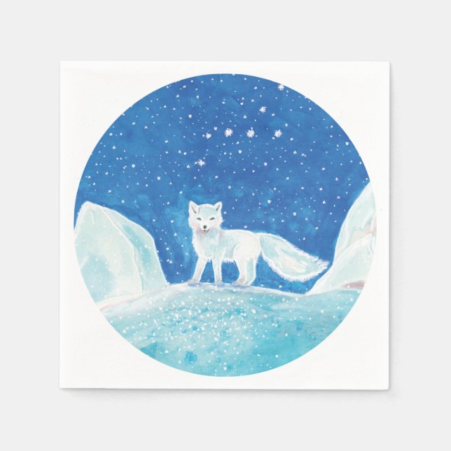 Illustration av småArktisk räv (Vulpes lagopus) Pappersservett (Framsidan)