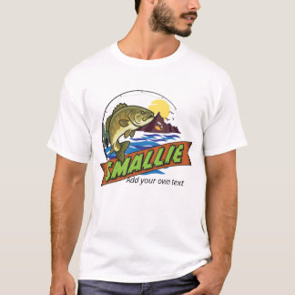 Illustration av småmunad abborre med anpassad text t shirt