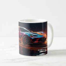 Illustration av snabb modern sportbil kaffemugg