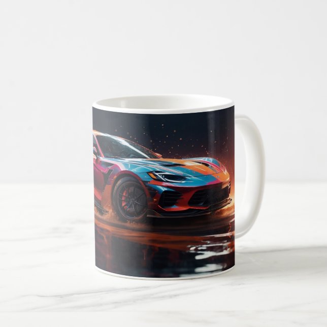 Illustration av snabb modern sportbil kaffemugg (Framsida höger)