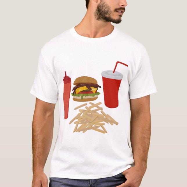 Illustration av snabba matburger-bilder t shirt (Framsida)