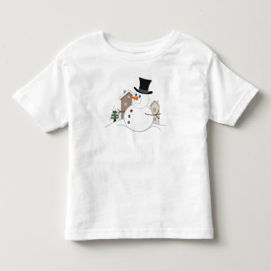 Illustration av Snögubbe vid jul i Lycklig T Shirt