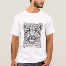 Illustration av snöleopardunge på svart t-shirt