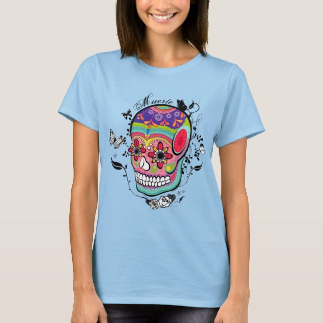 Illustration av sockerskull Day of the dead. Tee (Framsida)