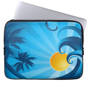 Illustration av sol och Surfa Laptop Sleeve