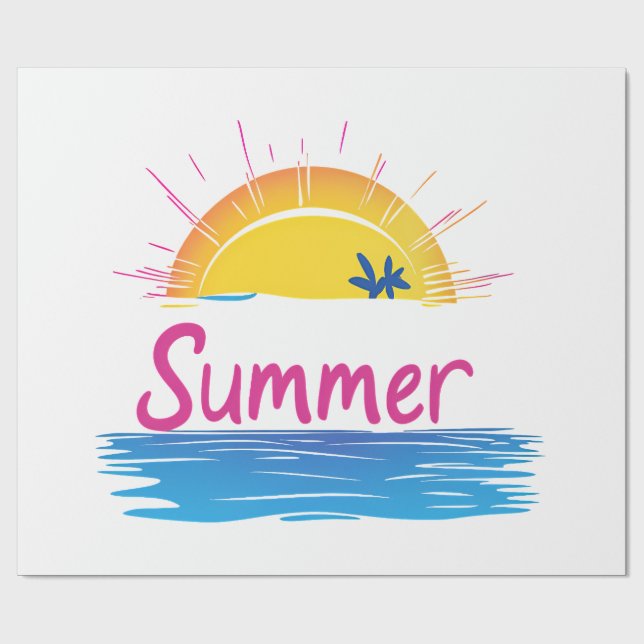Illustration av solnedgång, sommarklocka presentpapper (Platt)
