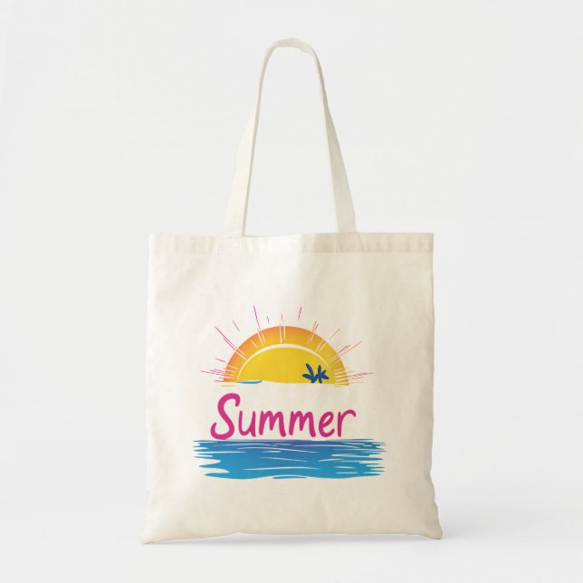 Illustration av solnedgång, sommarklocka tygkasse (Framsidan)