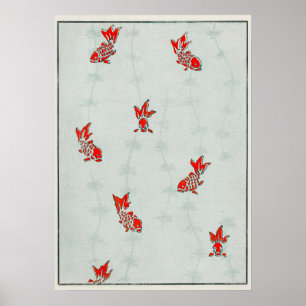 Illustration av sömlös Goldfish Poster