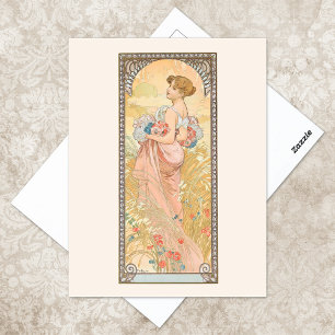 Illustration av sommarsäsongen Alphonse Mucha Vykort