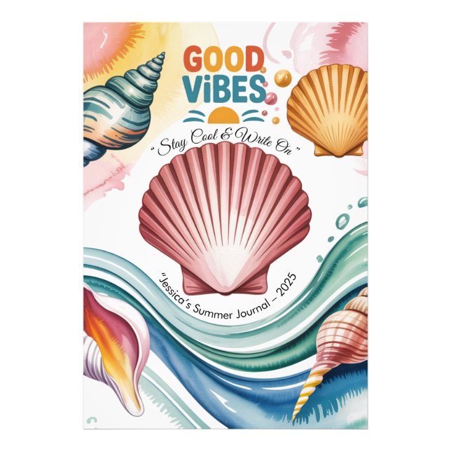 Illustration av sommarvibes Retro Beach Fototryck (Framsidan)