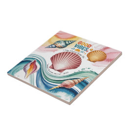 Illustration av sommarvibes Retro Beach Kakelplatta