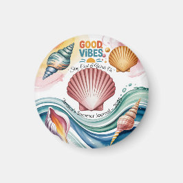 Illustration av sommarvibes Retro Beach Magnet