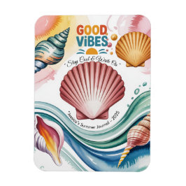 Illustration av sommarvibes Retro Beach Magnet