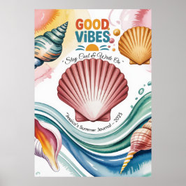 Illustration av sommarvibes Retro Beach Poster