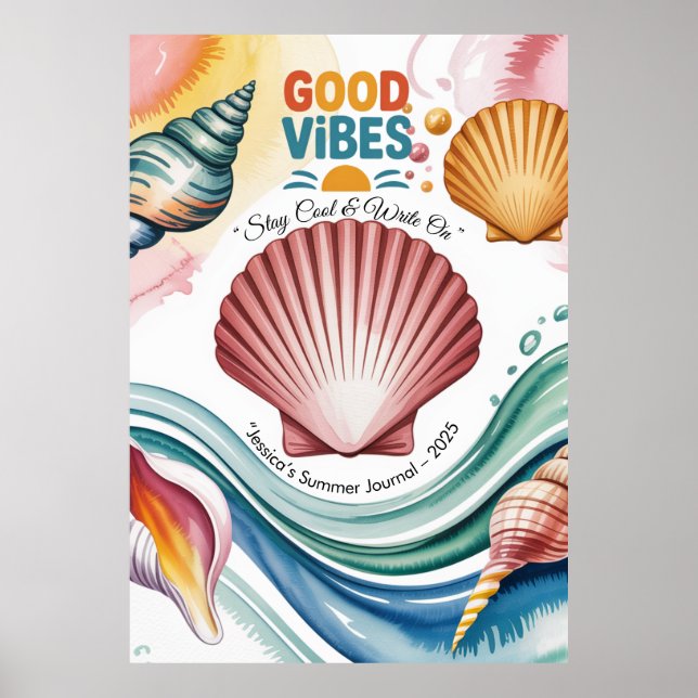 Illustration av sommarvibes Retro Beach Poster (Framsidan)